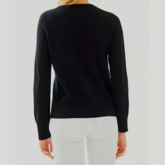 Lilly Pulitzer Odetta Sweater Black Rhinestone Wool Cashmere Blend Jumper Sz M - Picture 3 of 11